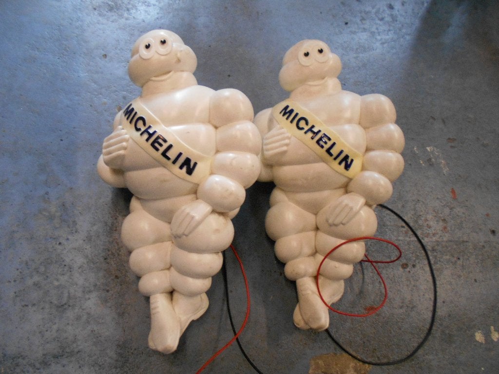 2x originele Michelinpop, Michelin Bibendum met verlichting!, Verzamelen, Merken en Reclamevoorwerpen, Gebruikt, Overige typen