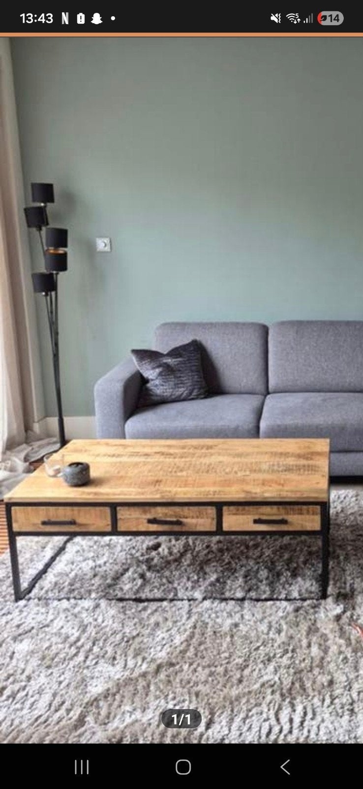 Salontafel mangohout 120x60 cm met 3 lades, Gebruikt, 100 tot 150 cm, Industrieel, Landelijk, 50 tot 100 cm