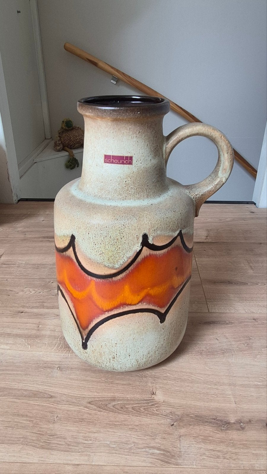 Vintage Scheurich West Germany met handvat 40cm vloervaas, Antiek en Kunst, Antiek | Vazen, Ophalen