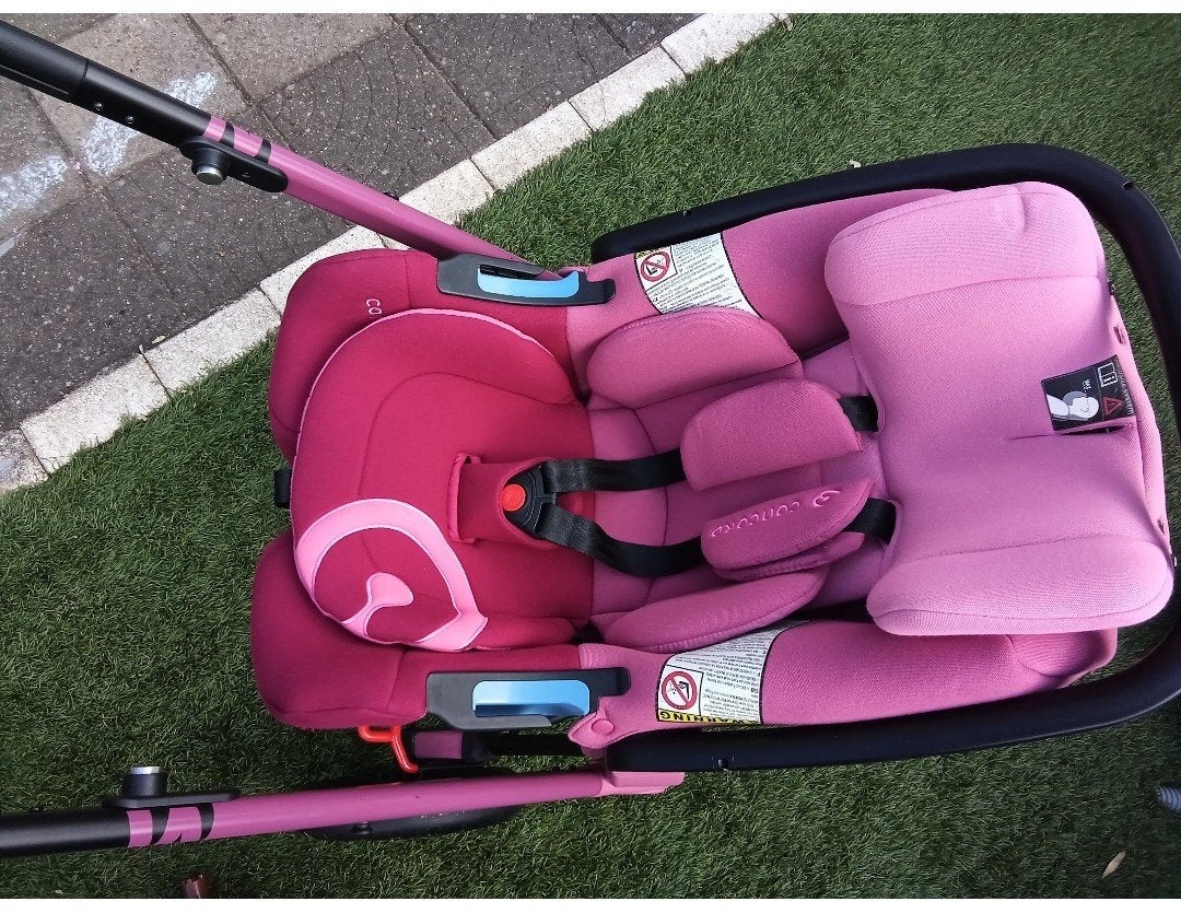Concord Wanderer 3-in-1 kinderwagen- Zwart met roze accenten, Zo goed als nieuw, Combiwagen, Met autostoeltje, Ophalen