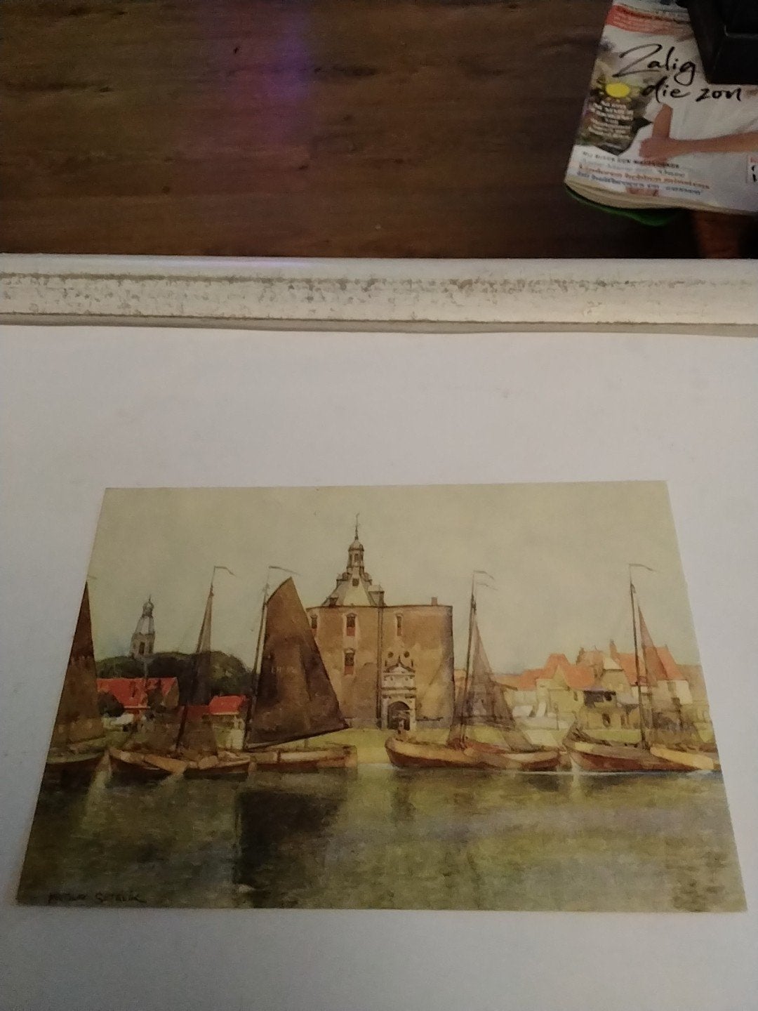 Oude ansichtkaart Enkhuizen - Naar aquarel J. Setelik, Ophalen of Verzenden