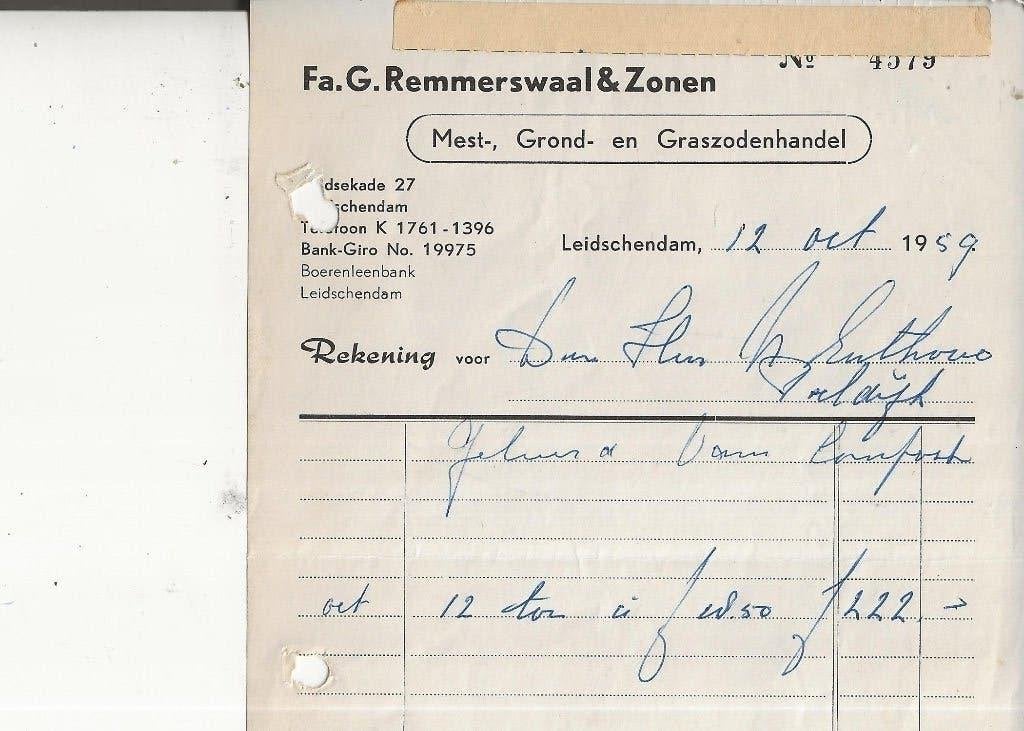 Leidschendam G Remmerswaal mesthandel Nota voor Nic Enthoven, Verzamelen, Ansichtkaarten | Nederland, Ophalen of Verzenden, 1940 tot 1960