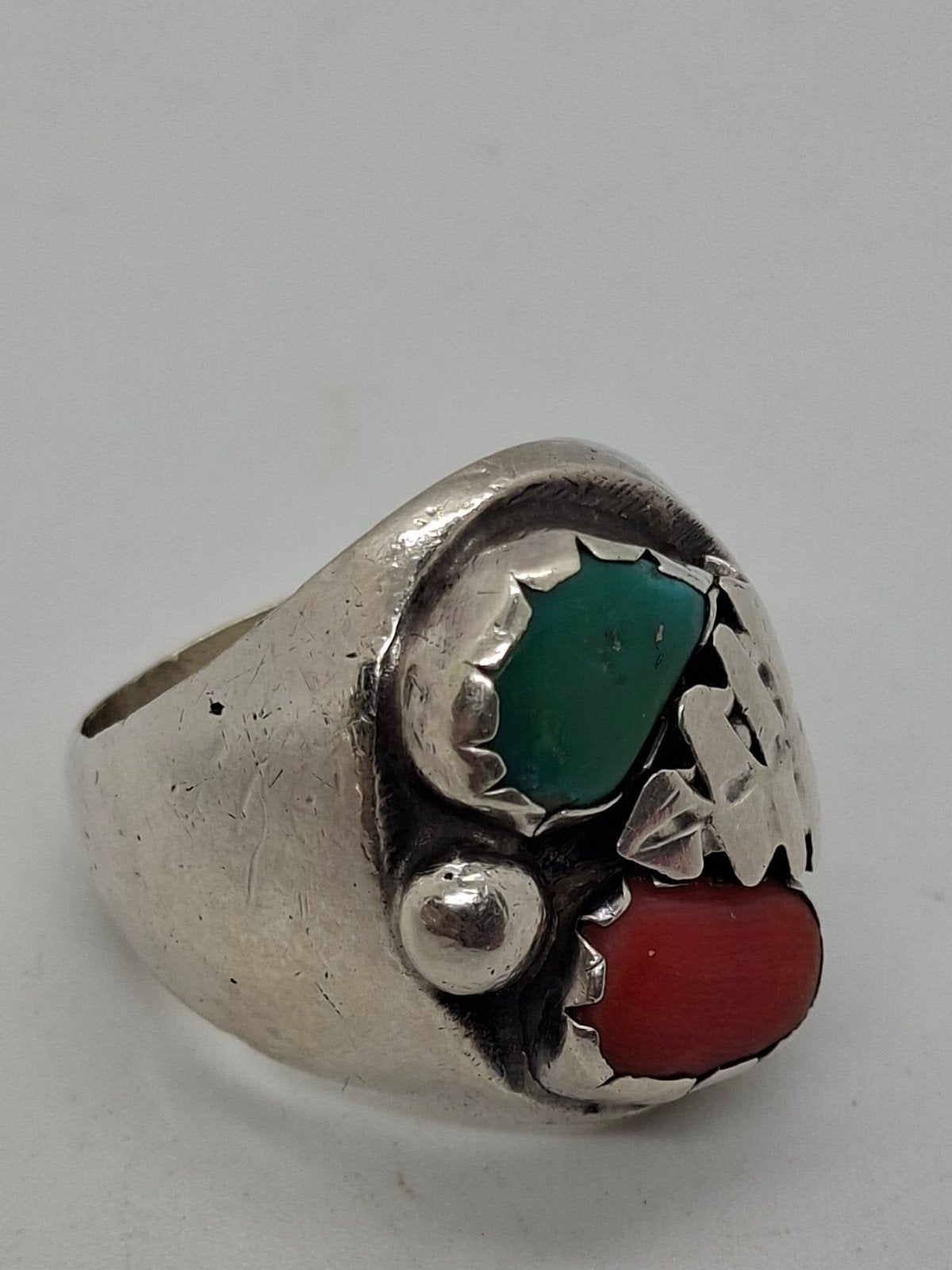 Navajo Native American  zilveren ring bloedkoraal, Ophalen of Verzenden