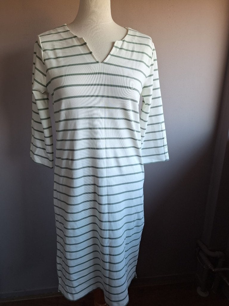 Nieuwe wit/groen gestreepte stretch jurk Bloomings, maat S, Nieuw, Ophalen of Verzenden, Bloomings, Maat 36 (S)