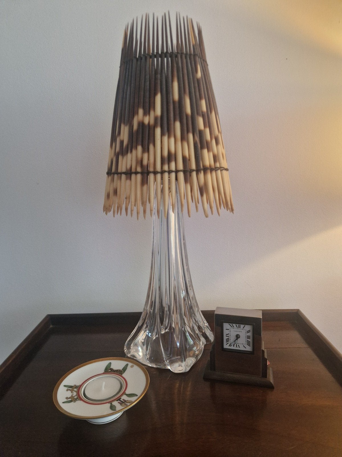 Daum Porcupine tafellamp kristal (Lalique), Zilver, Ophalen of Verzenden, Art deco