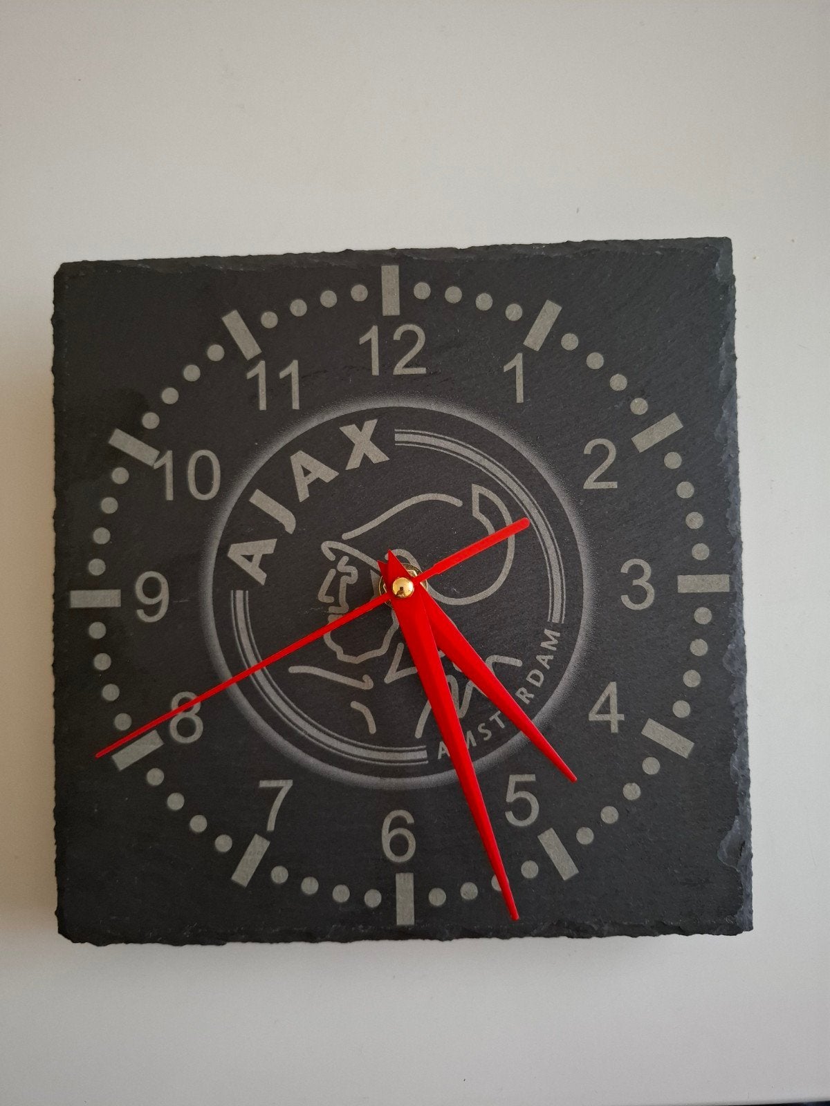 Unieke Ajax Leisteen Klok - 20x20cm, Ophalen of Verzenden