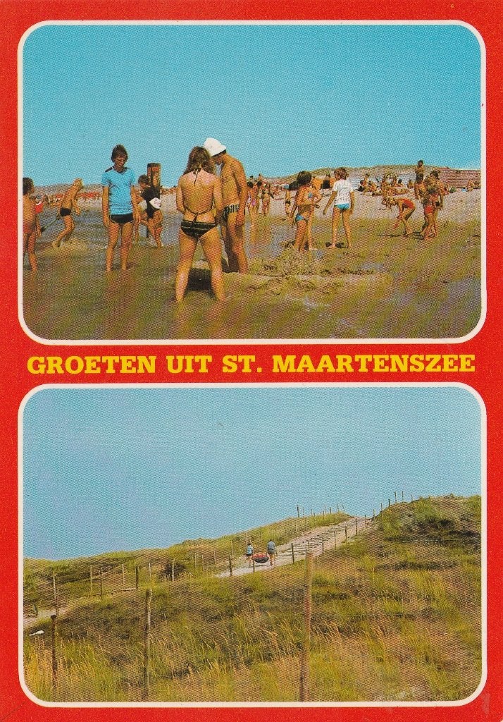 SINT MAARTENSZEE Strand Badgasten Duinovergang Groeten, Verzenden, 1960 tot 1980, Ongelopen, Noord-Holland