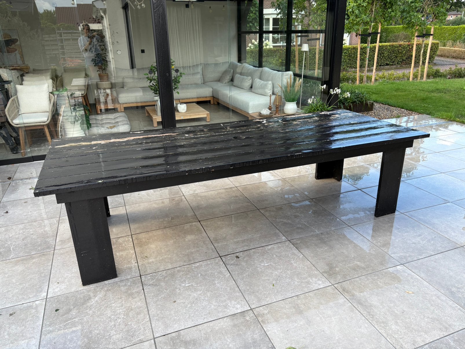 GRATIS Tuintafel en 6 stoelen, Tuin en Terras, Ophalen, Gebruikt, Rechthoekig, Hout