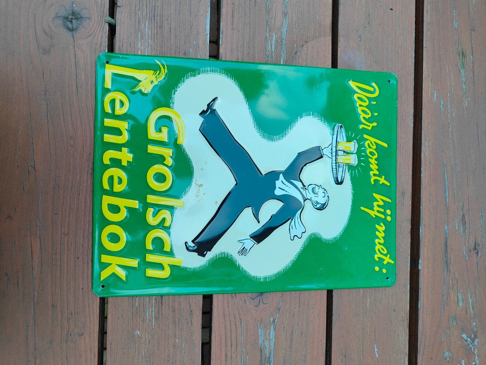 Vintage Grolsch Lentebok reclamebord -, Ophalen of Verzenden