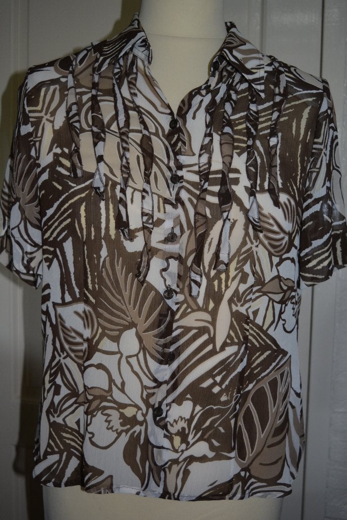 Frank Walder, mooi luchtig zomer blouse, maat 40, Maat 38/40 (M), Bruin, Ophalen of Verzenden, Zo goed als nieuw