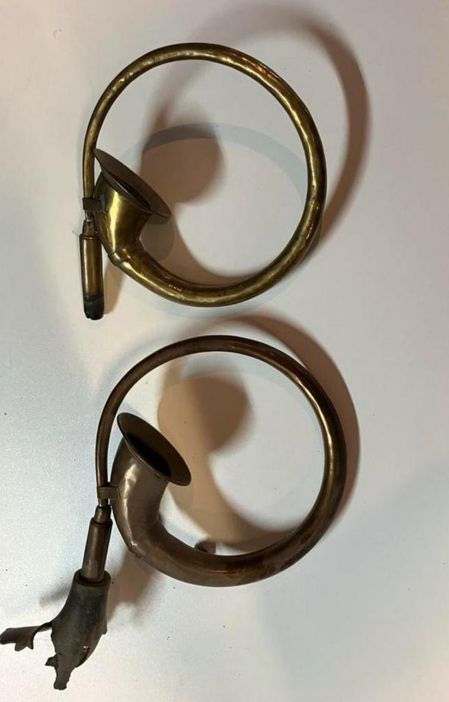 Antieke koperen toeters- Decoratieve toeters, Ophalen of Verzenden