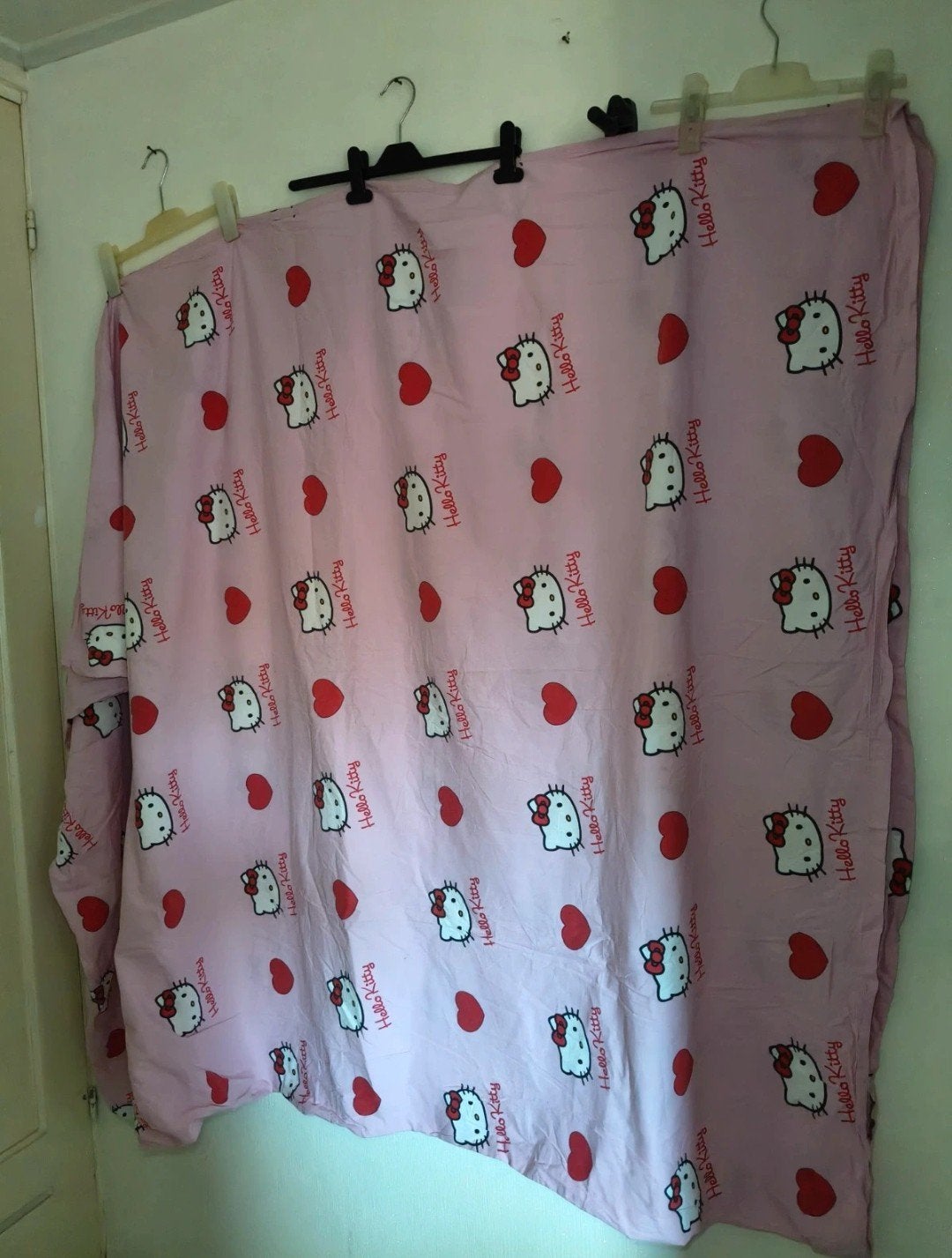 Hello Kitty Dekbedovertrek Roze met Hartjes, Huis en Inrichting, Gebruikt, Eenpersoons, Dekbedovertrek, Ophalen of Verzenden