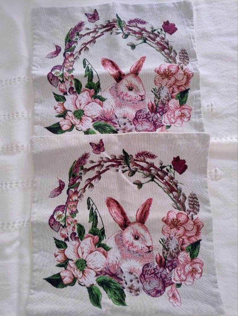 Geborduurde Kussensloopset Konijn, Ophalen of Verzenden, Nieuw, Overige kleuren, Vierkant
