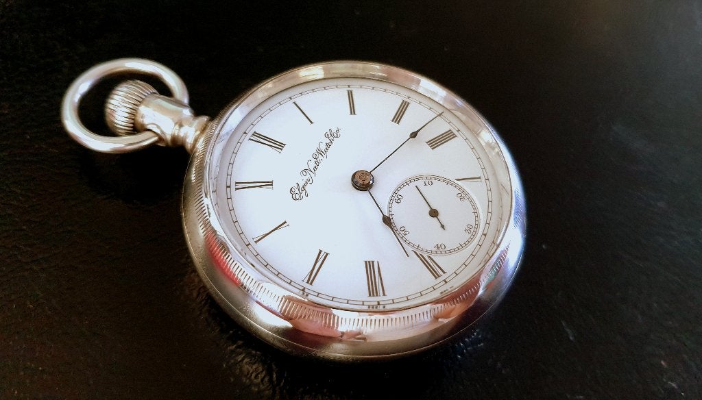 Zakhorloge zilver “ELGIN NATL. WATCH CO.” Illinois USA 1893, Ophalen of Verzenden, Zilver, Overige typen