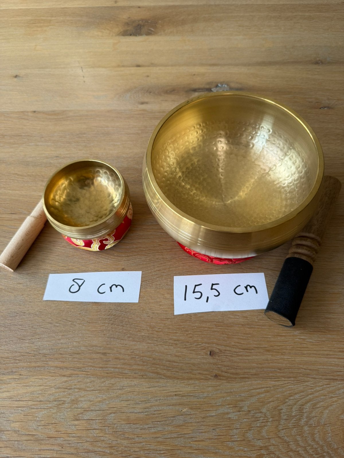 Duo van klankschalen: 15,5 cm en 8 cm, Ophalen of Verzenden, Zo goed als nieuw