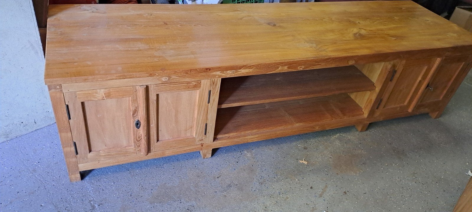 Teakhouten TV audio meubel (200x58x50 cm), Minder dan 50 cm, Gebruikt, Teakhout, Ophalen of Verzenden
