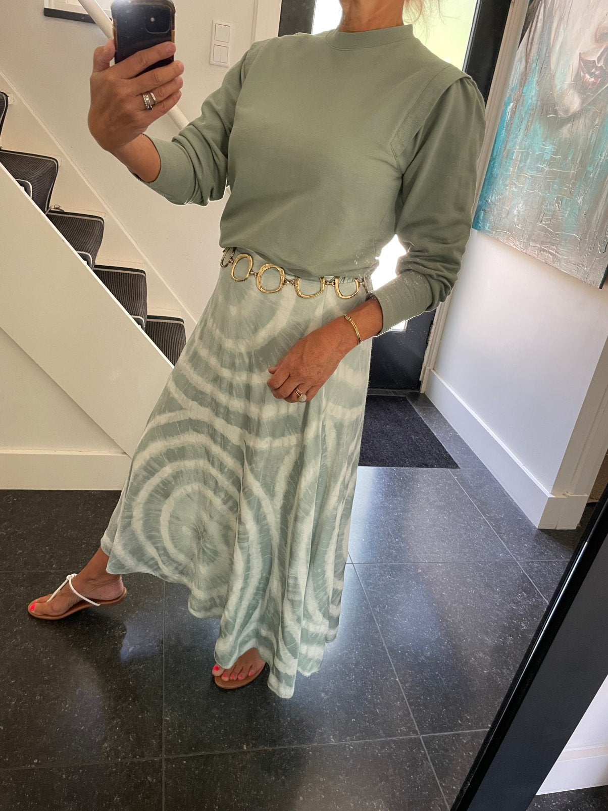 Terra di Siena, super leuke/zwierige rok, salie groen, TU, Kleding | Dames, Maat 38/40 (M), Nieuw, Ophalen of Verzenden, Onder de knie