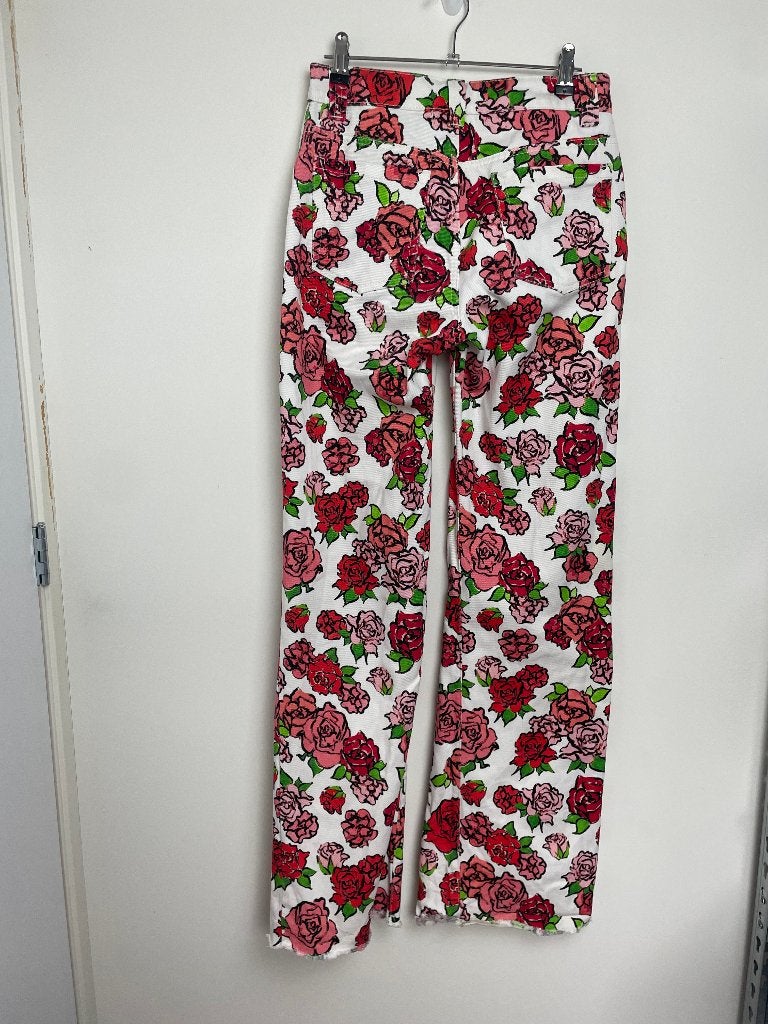 Stieglitz Minerva jeans maat XS floral flared bloemen wijd, Customerservice@stieglitz.nl, Stieglitz B.V., Wit, Stieglitz