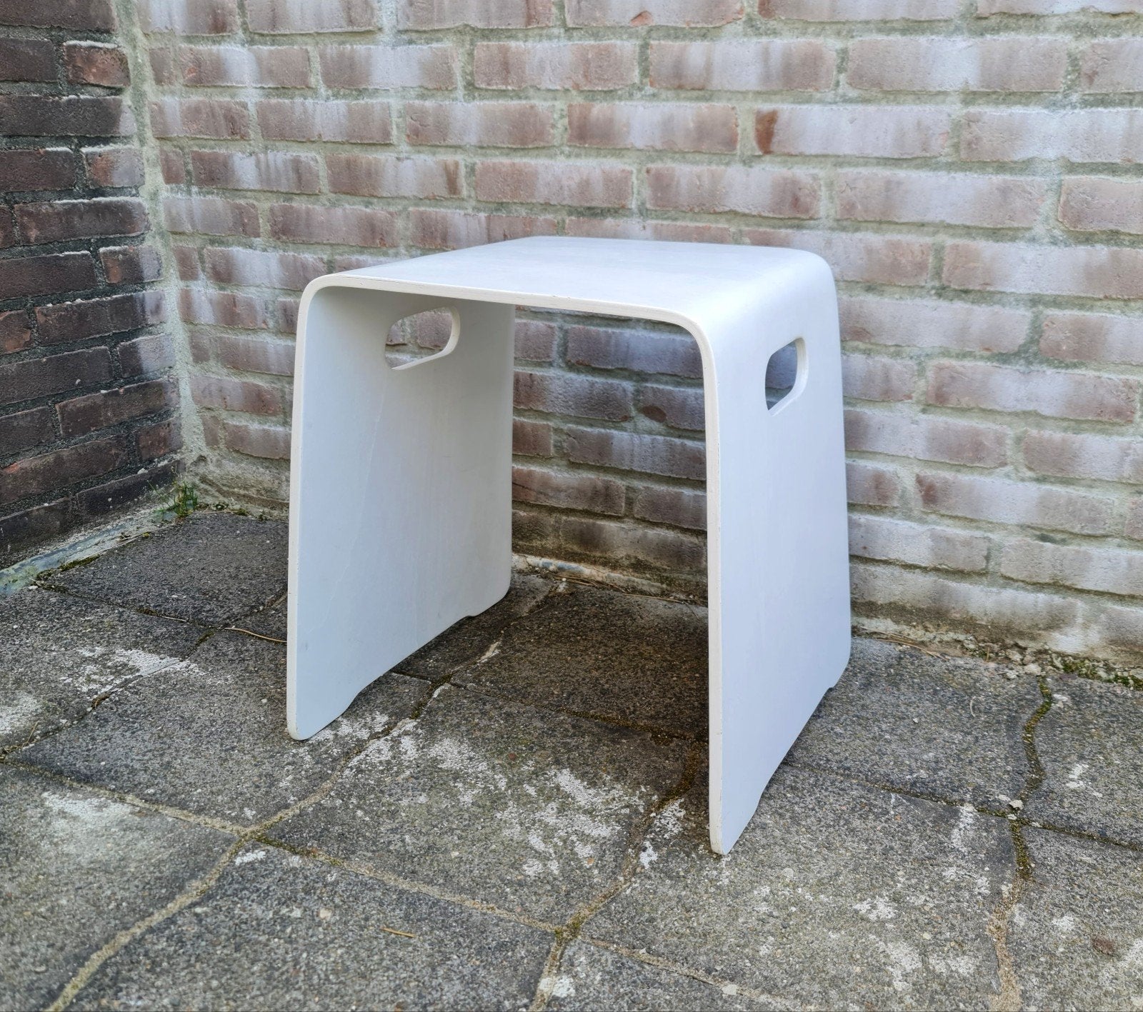 Vintage plywood kruk wit in de stijl Lisa Norinder Ikea, Ophalen