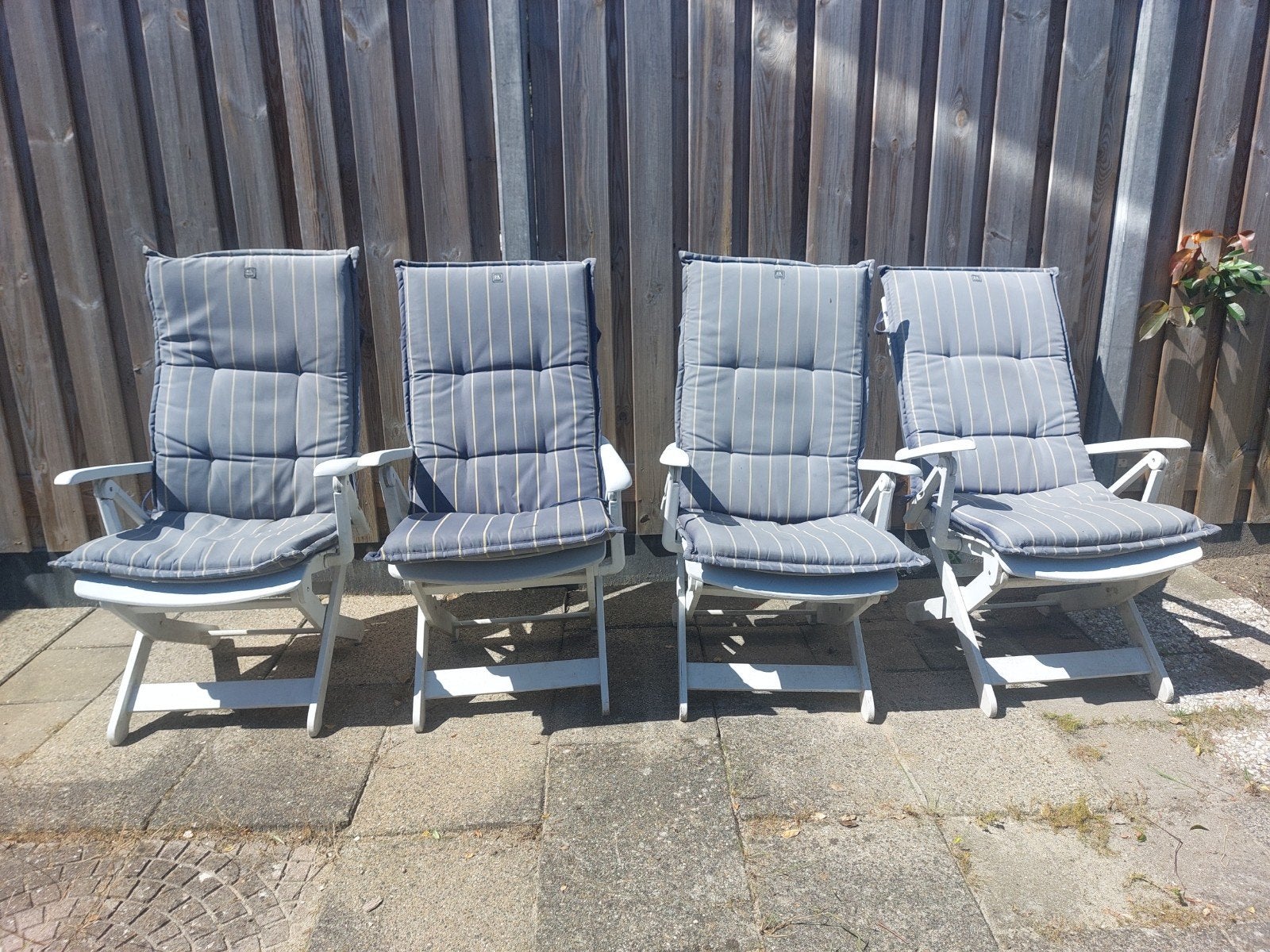 4x tuinstoelen | Rovergardeno | Made in Italy | tuinkussens, Tuin en Terras, Ophalen of Verzenden, Gebruikt, Kunststof, Verstelbaar