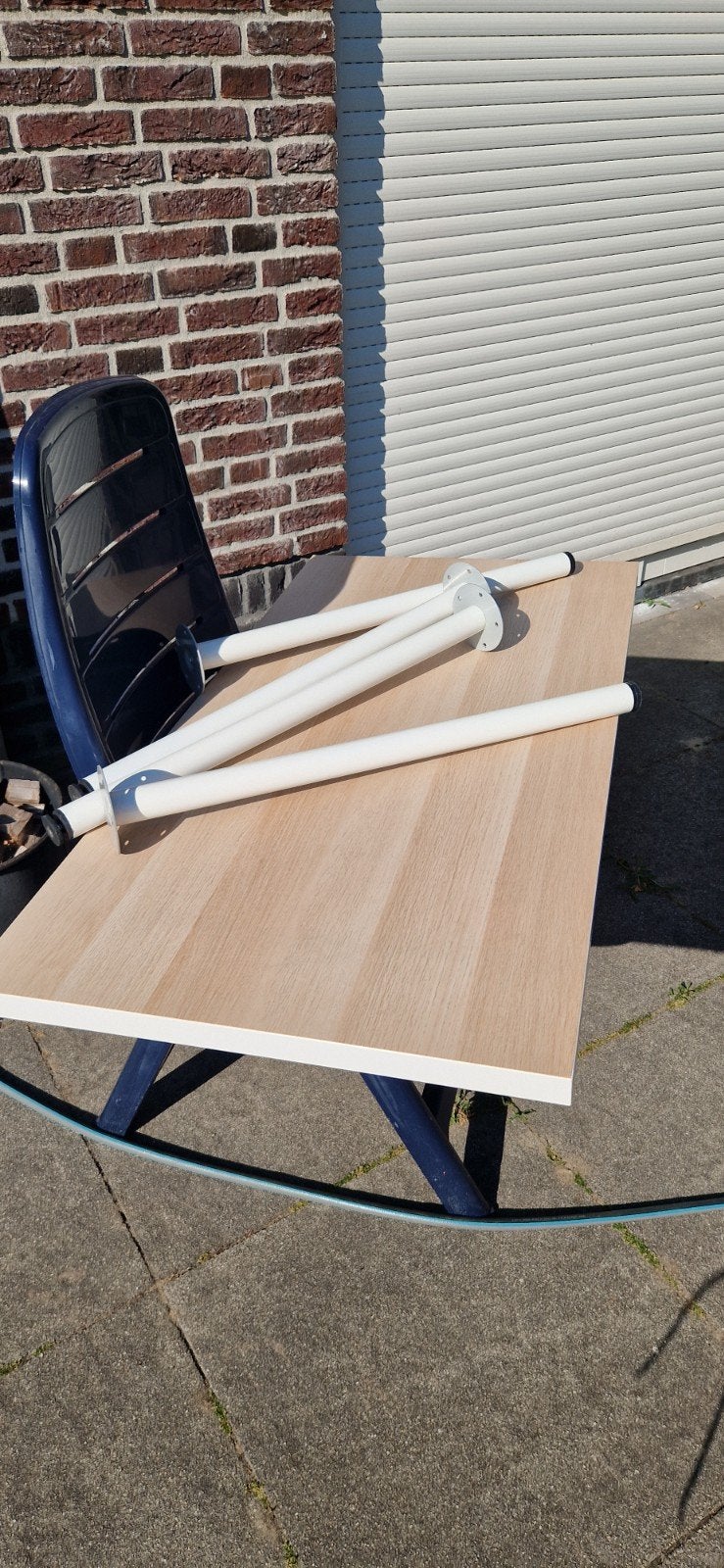 gratis Ikea bureau blad met 4 witte poten - 60x120 cm, Ophalen, Demontabel, 120 cm, Zo goed als nieuw