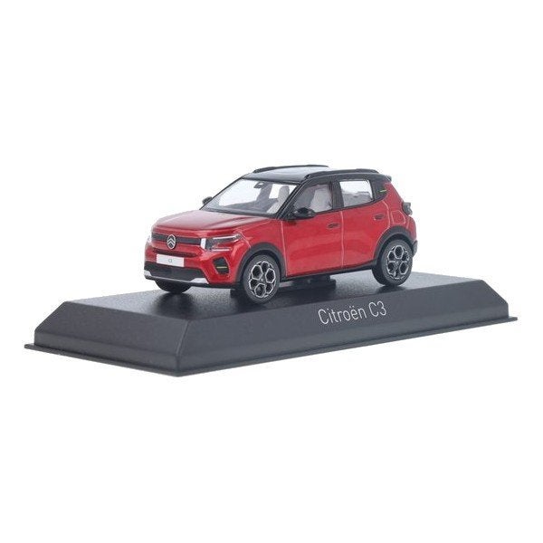 Citroen C3 2024 Elixir Rood Zwart Modelauto 1/43 Norev, Auto, Norev, Ophalen of Verzenden, Norev