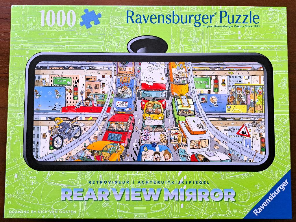 Ravensburger puzzel Verkeerschaos 1000 st. Rear vieuw mirror, Ophalen, 500 t/m 1500 stukjes, Zo goed als nieuw, Legpuzzel