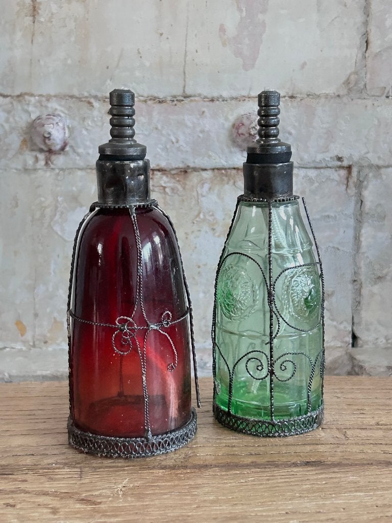 Vintage olielamp uit India - parfum fles - flesje, Antiek en Kunst, Ophalen of Verzenden