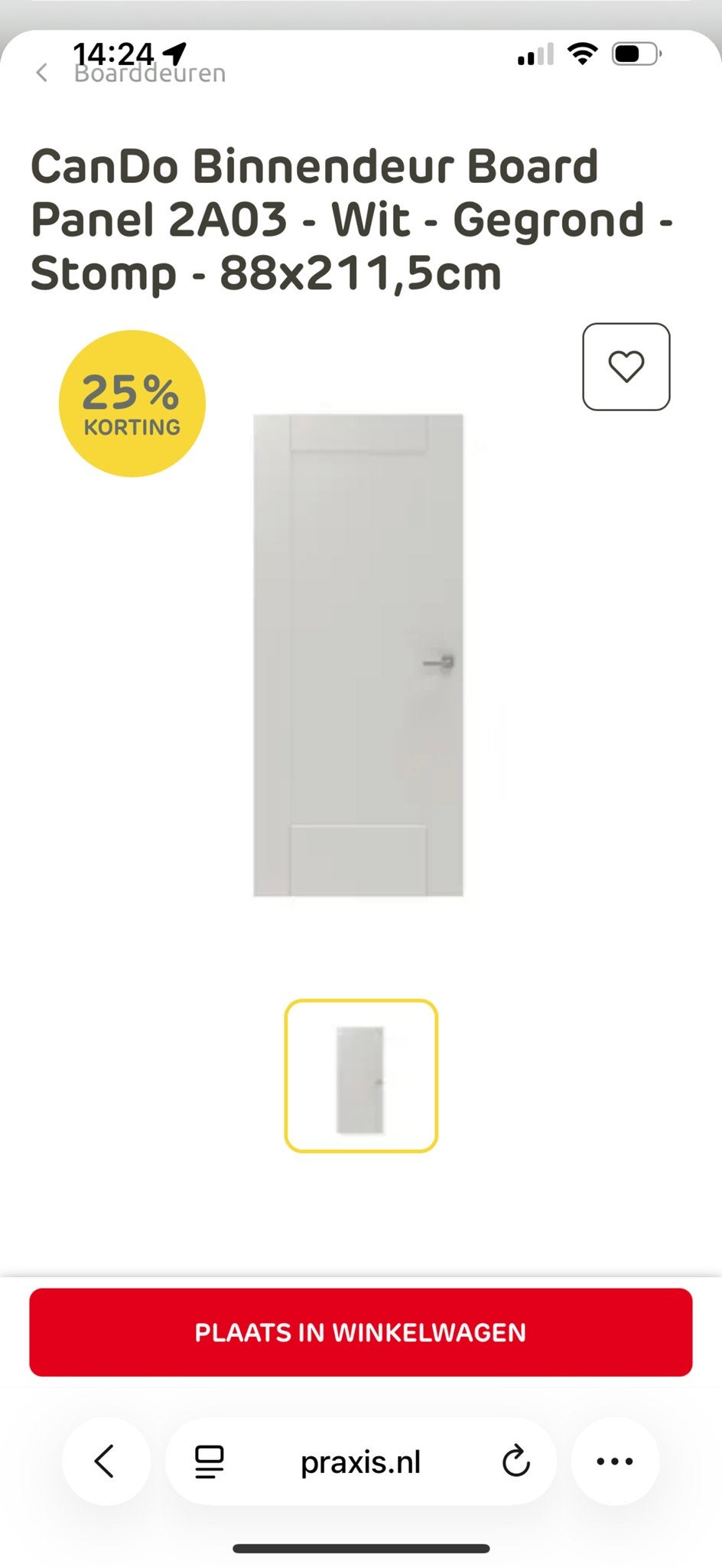 CanDo Binnendeur Board Panel 2A03 - Wit - Gegrond - Stomp, Ophalen, 80 tot 100 cm, Binnendeur, Nieuw