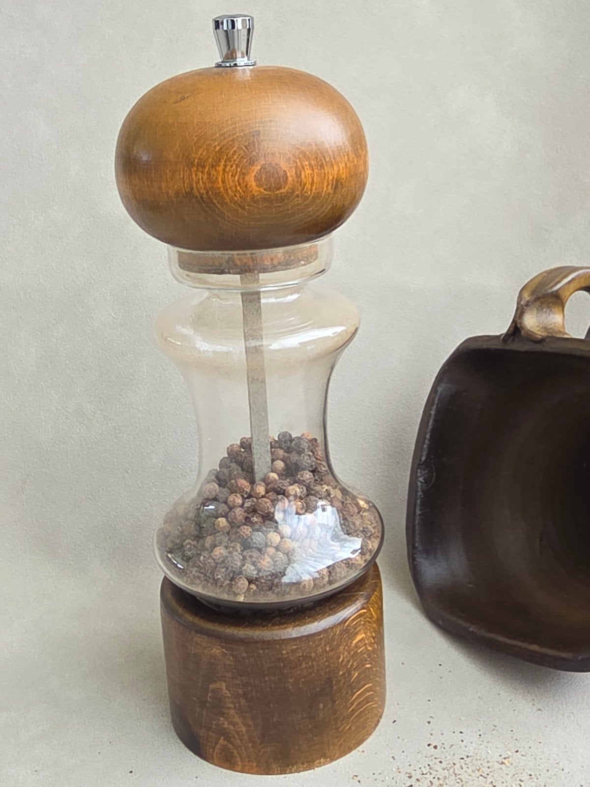 Vintage Marlux Pepermolen - Hout & Glas - Made in France, Antiek en Kunst, Ophalen of Verzenden