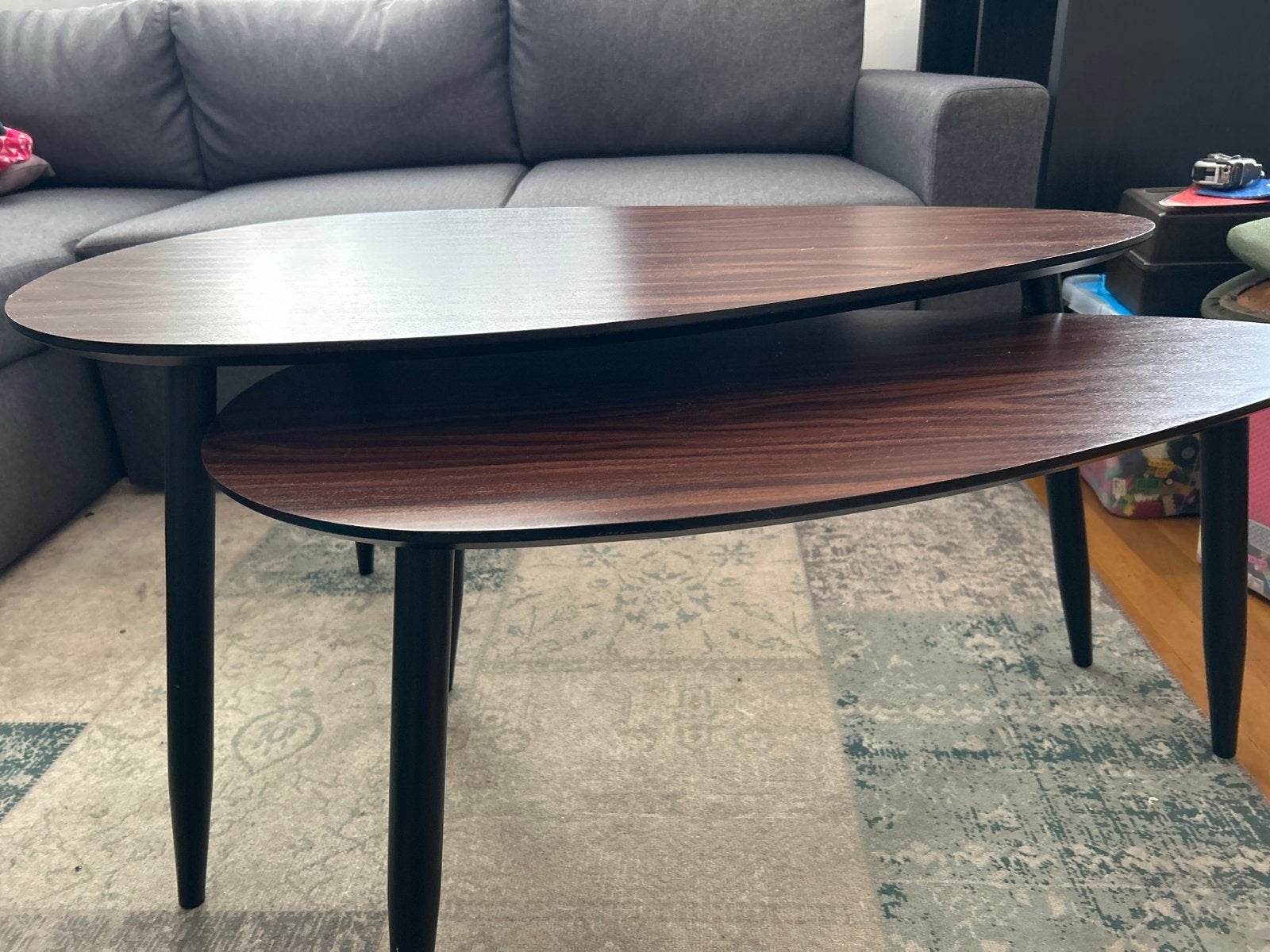 Twee in elkaar schuifbare salontafels met nieuwe wrap, Ophalen, Overige materialen, Gebruikt, 50 tot 100 cm