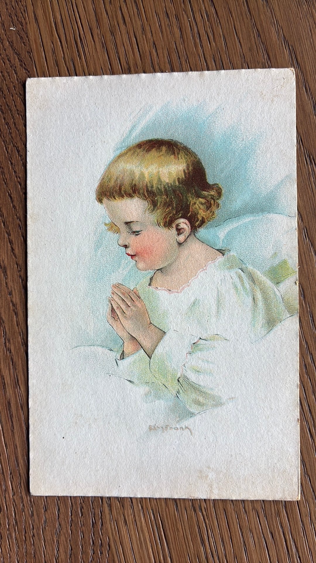 E. FRANK. Biddend meisje., Verzamelen, Ophalen of Verzenden, Ongelopen, Kinderen