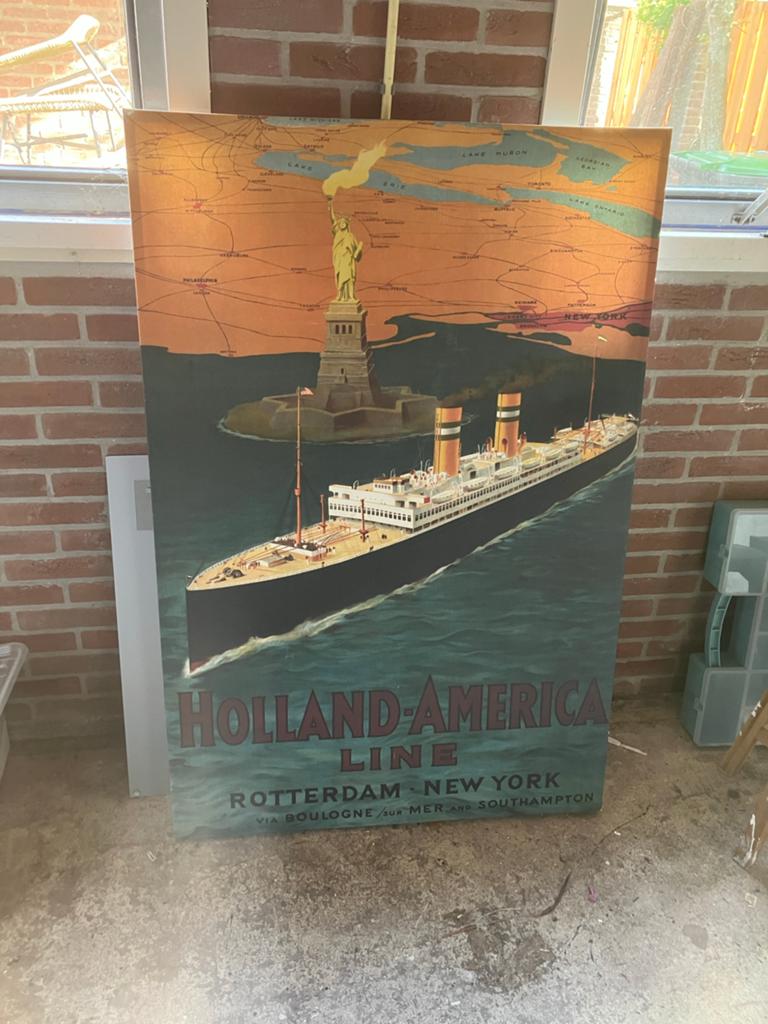 Vintage Holland-America Lijn Poster Canvas, Ophalen
