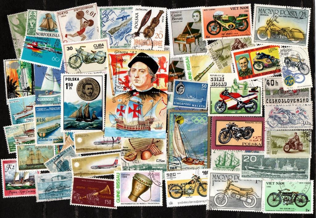 Thematische postzegels...50 gebruikte postzegels, Verzenden, Gestempeld, Overige thema's