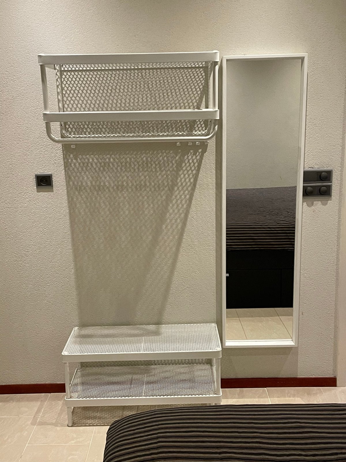 Witte kapstokset met spiegel en schoenenrek - Als nieuw, Huis en Inrichting, Ophalen of Verzenden, Zo goed als nieuw, 75 tot 100 cm