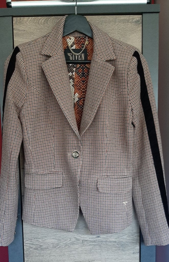 Dames Blazer - maat XS - bruin, zwart, Meerkleurig, Ophalen of Verzenden, Zo goed als nieuw, Maat 34 (XS) of kleiner