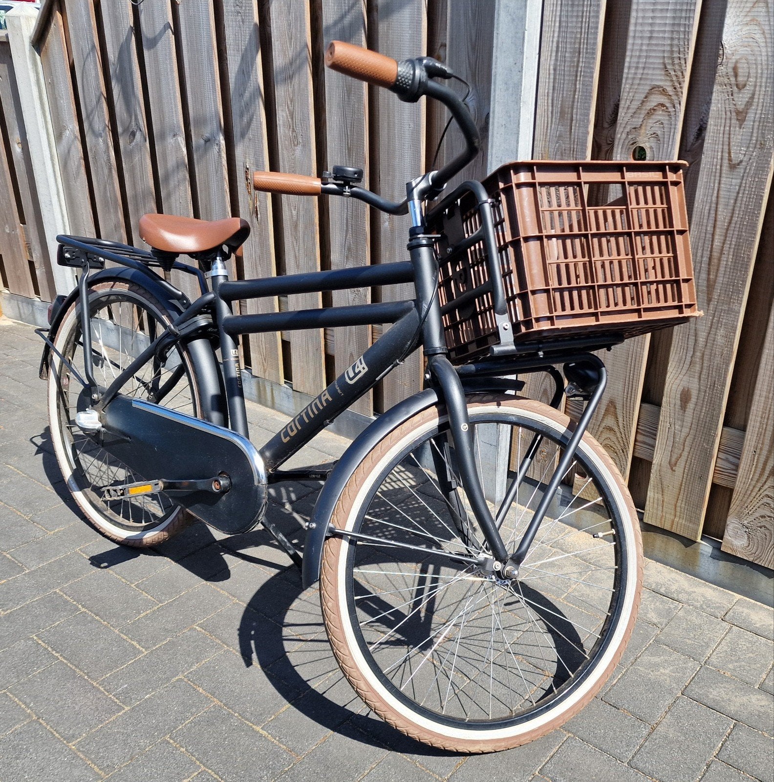 Stoere Cortina Jongens Fiets Met Voordrager En Krat, Terugtraprem, Versnellingen, Minder dan 49 cm, Zo goed als nieuw