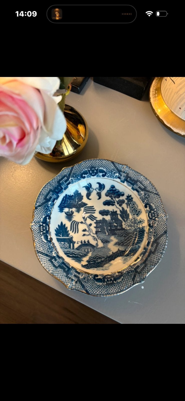 Vintage Blue Willow Bord - Klassiek Chinees Design, Antiek en Kunst, Ophalen of Verzenden