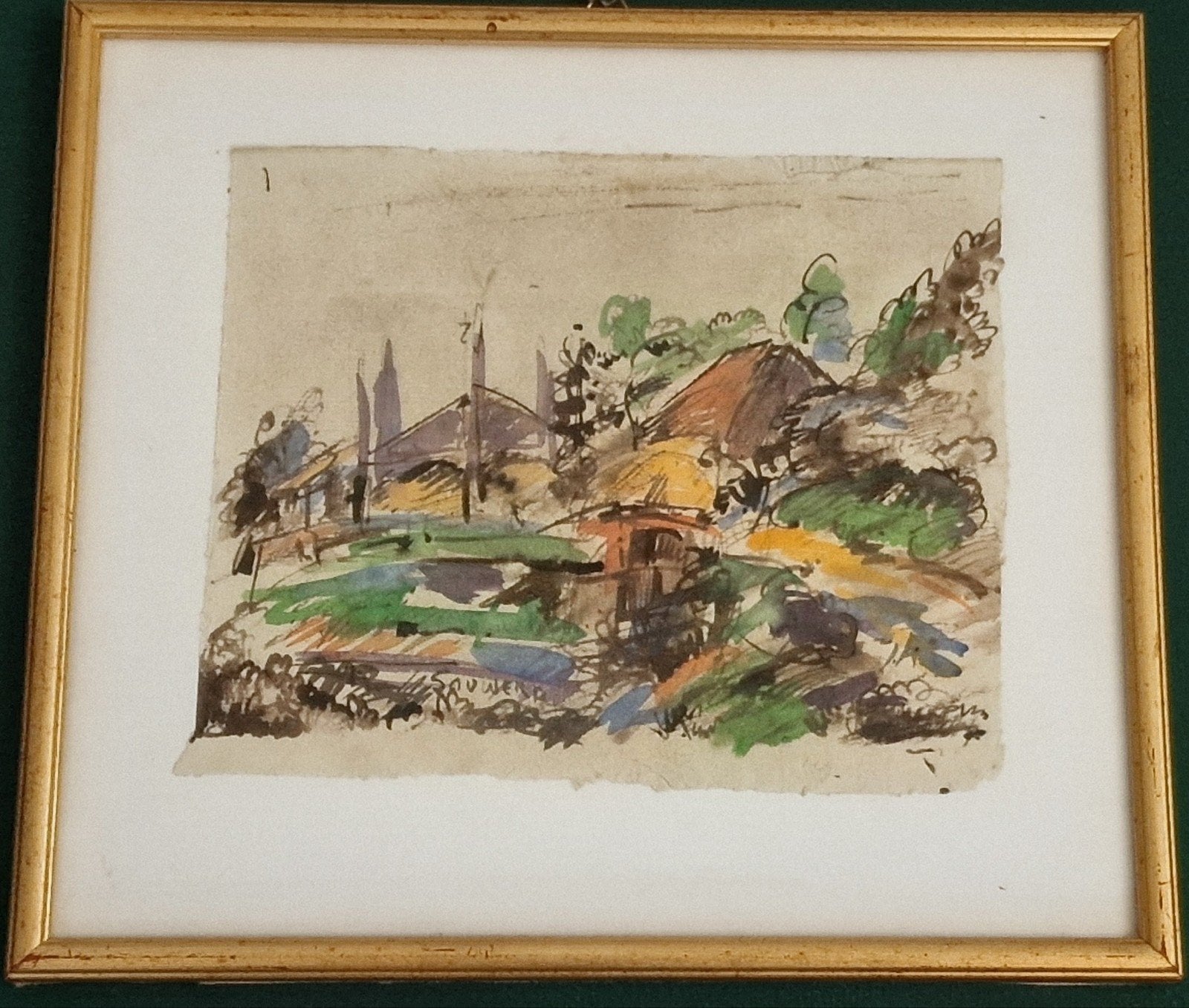 Jan Altink aquarel, Groninger Ploeg, boerderij Sauwerd, Antiek en Kunst, Ophalen of Verzenden, Tekening, Aquarel, Origineel