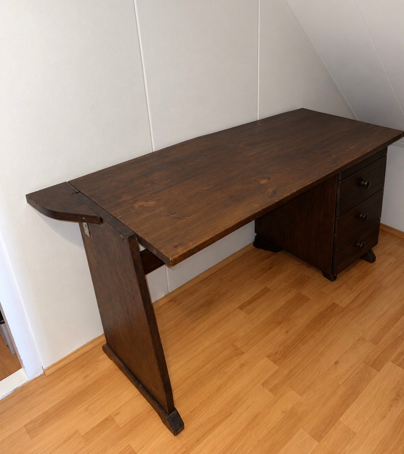 GRATIS! Mooi massief houten bureau, Ophalen, Bruin, Zo goed als nieuw, Hout
