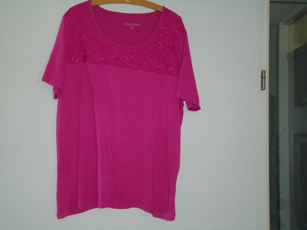 shirt mt xl merk canda kleur cerise, Maat 46/48 (XL) of groter, Ophalen of Verzenden, Zo goed als nieuw, Korte mouw