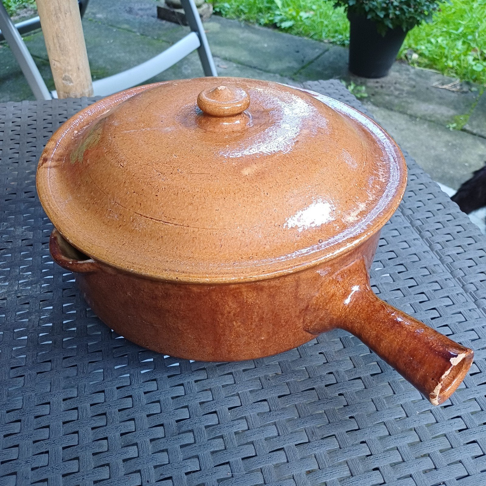 Echte oude Franse grote fonduepan, Ophalen of Verzenden