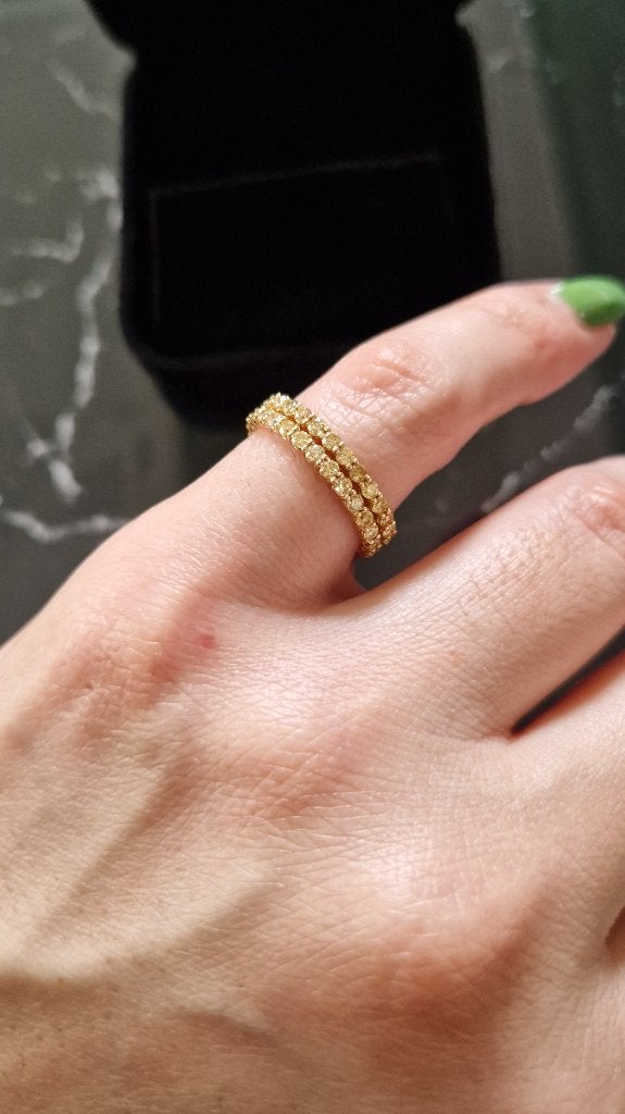 Prachtige 14 k gouden ring bezet met natuurlijke diamanten, Nieuw, Ophalen of Verzenden, 17 tot 18, Dame