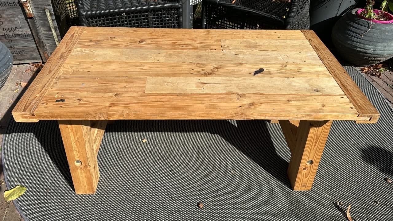 Robuuste salontafel van onbehandeld vurenhout (103x55 cm), Huis en Inrichting, Ophalen, Gebruikt, 100 tot 150 cm, 50 tot 100 cm