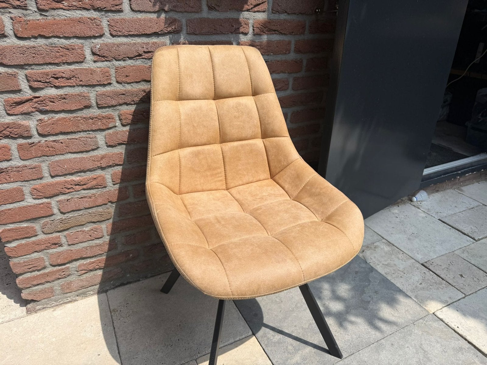Eetkamerstoel cognac bruin - Zo goed als nieuw, Huis en Inrichting, Stoelen, Ophalen, Overige materialen, Bruin, Zo goed als nieuw