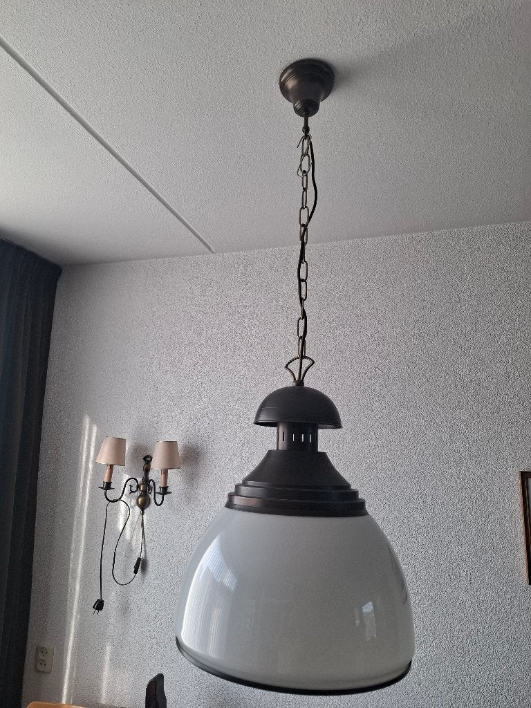 Witte hang lamp, Ophalen, Gebruikt, Glas