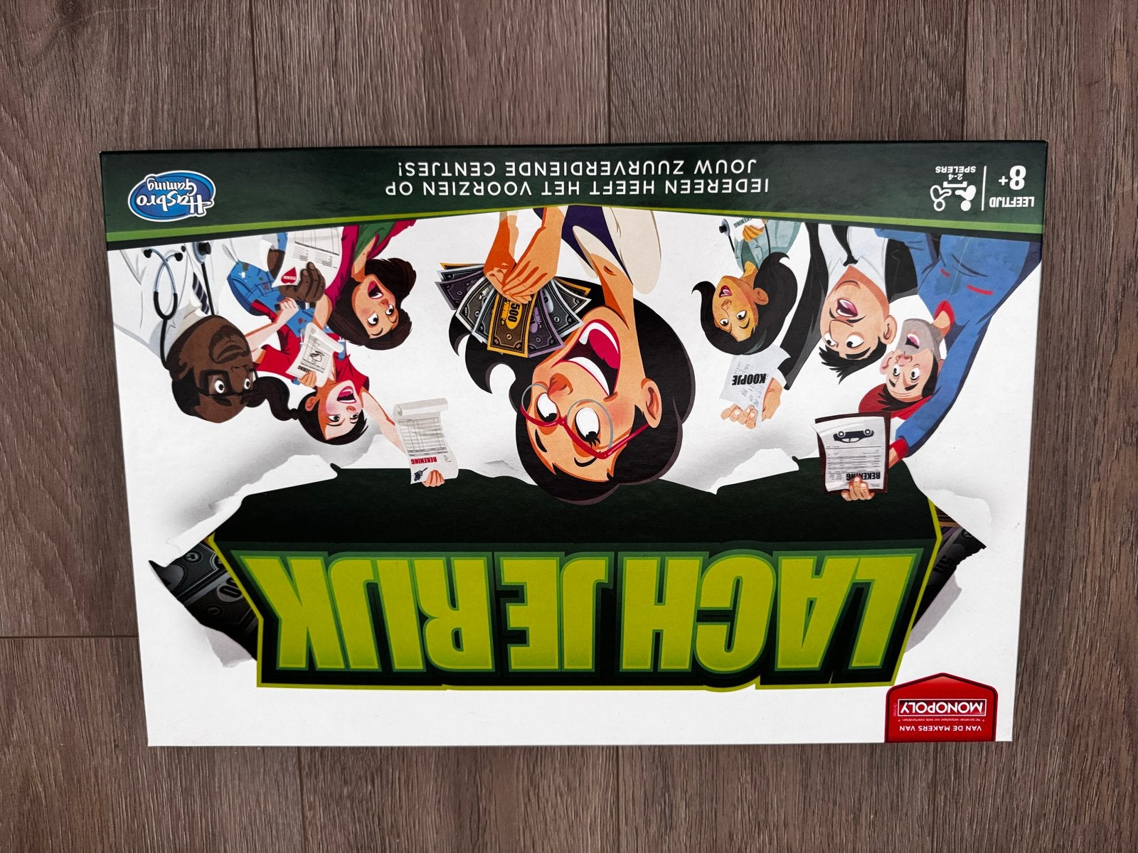 Lach je Rijk - Zo goed als nieuw bordspel, Hobby en Vrije tijd, Ophalen of Verzenden, Zo goed als nieuw