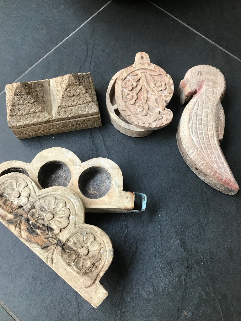 Indiase kruidenbox doos india oud hout spice box bloem, Nieuw, Ophalen of Verzenden, Schipluidenlaan 20 5035KJ Tilburg, Bruin