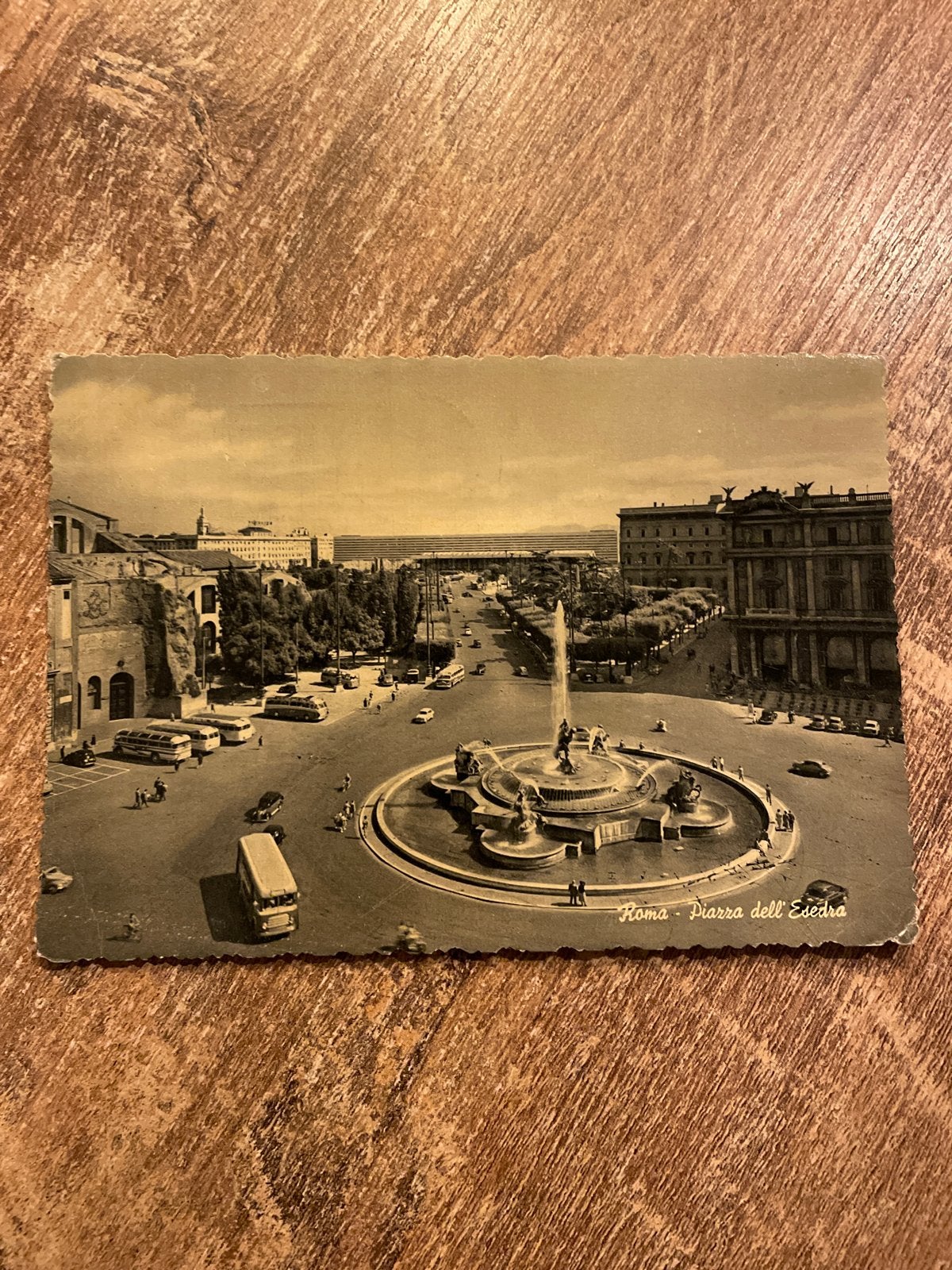 Oude ansichtkaart Rome - Piazza della Repubblica (1956), Ophalen of Verzenden, 1940 tot 1960, Gelopen, Italië