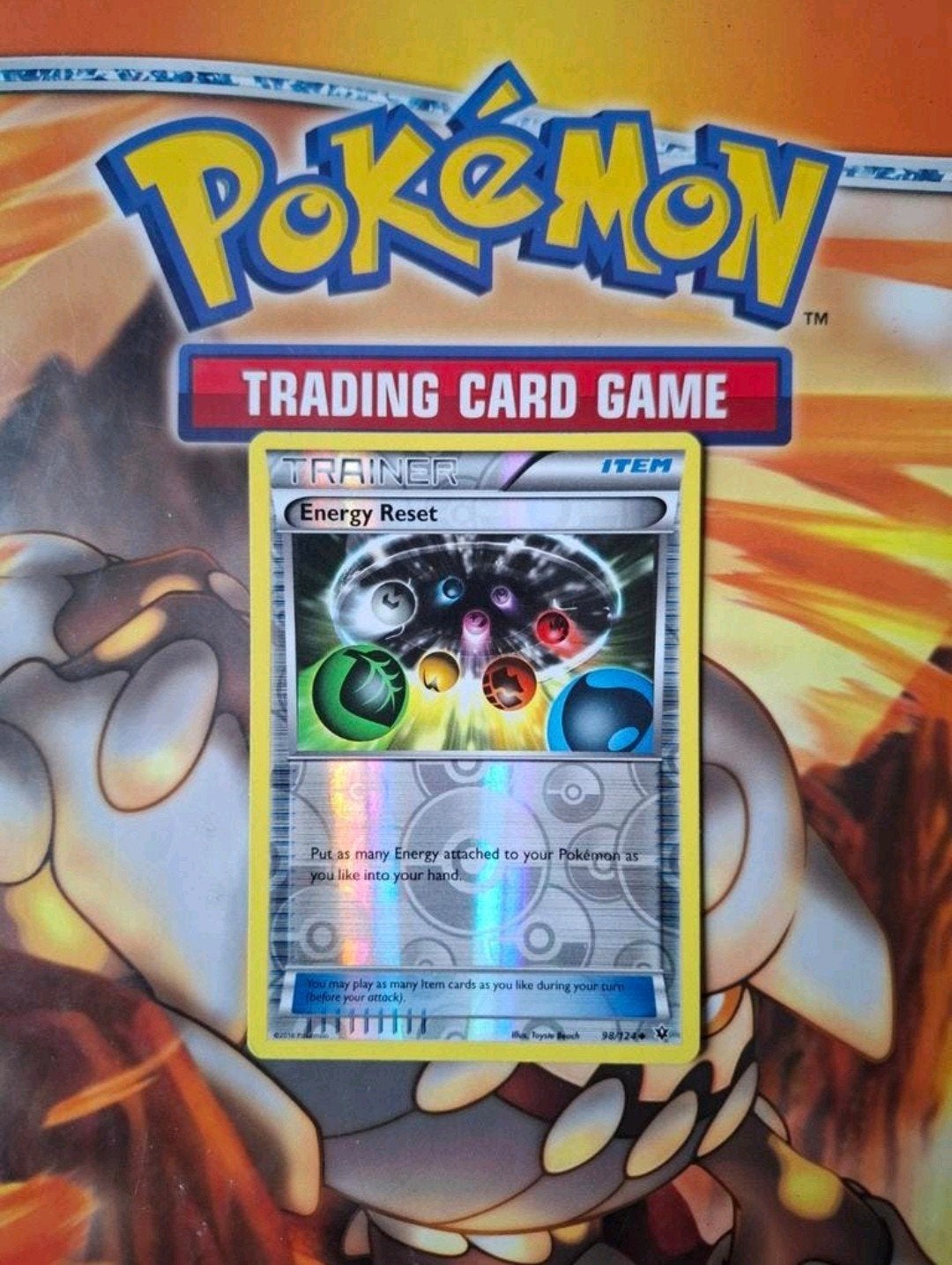 Energy reset 98/124 XY Fates Collide reverse holo pokemon, Ophalen of Verzenden, Zo goed als nieuw, Losse kaart, Foil